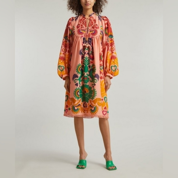 FARM Rio Dresses & Skirts - FARM Rio Peach Amulet Midi-Dress